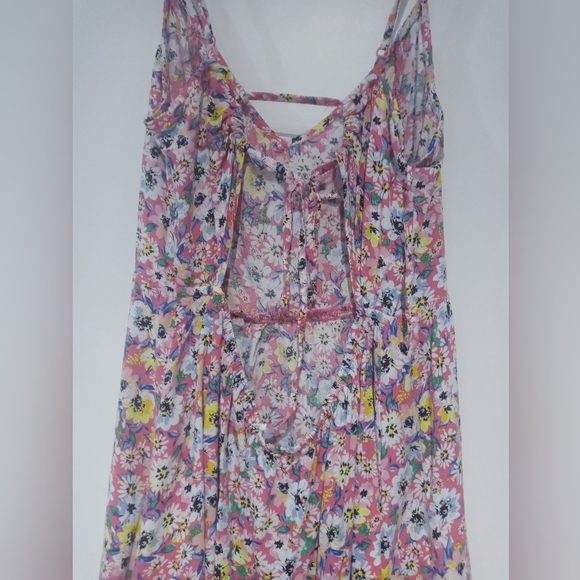 DIVIDED BY H&M WOMEN'S PINK FLORAL STRAPPY OPEN BACK SHORT SUNDRESS sz Medium - Picture 2 of 7